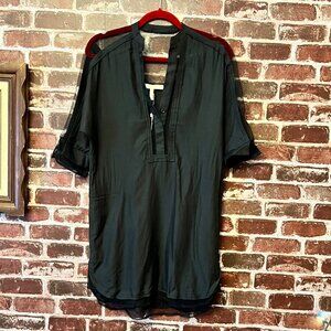 BCBGMAXAZRIA Runway Black Silk-Blend Mesh Tunic